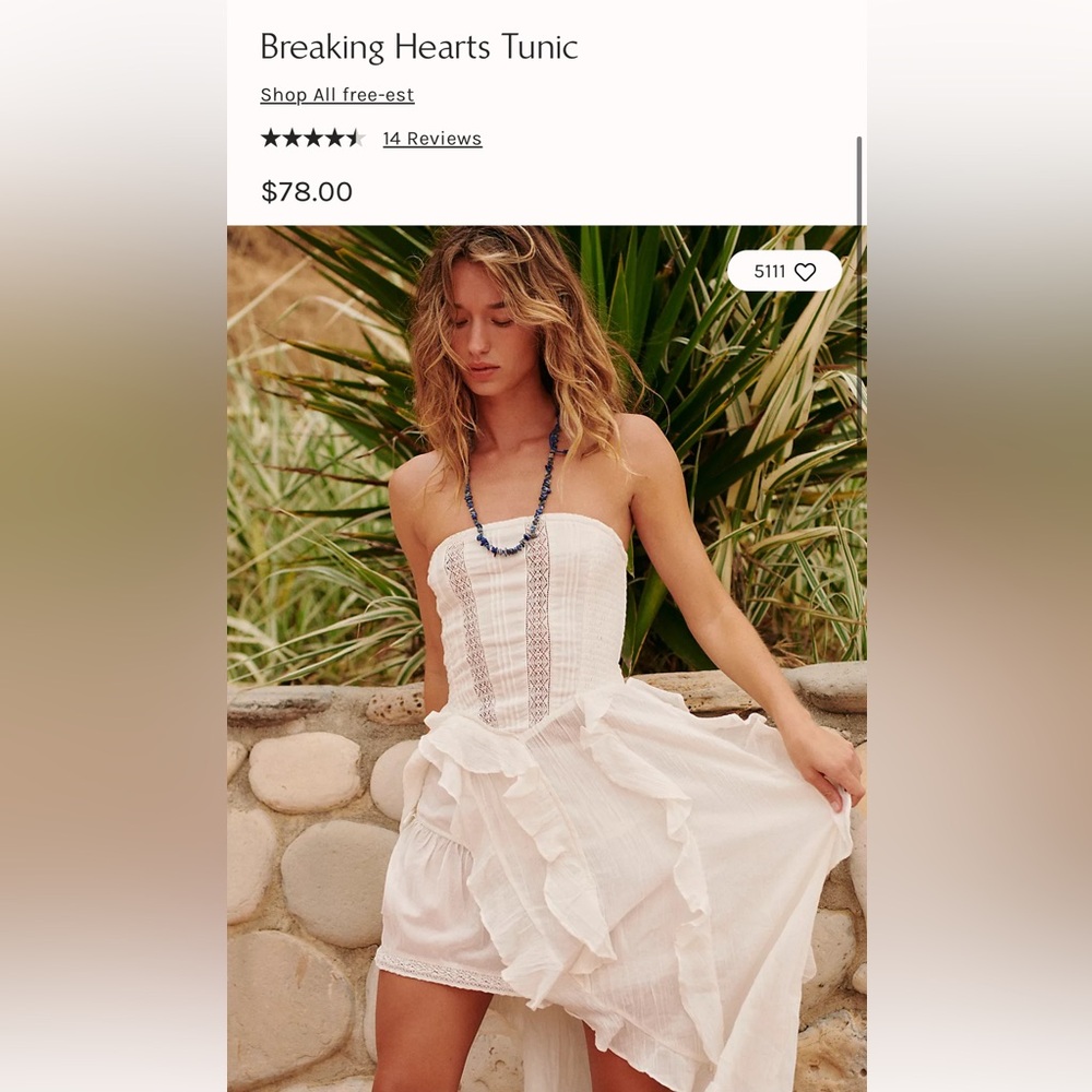 NWOT free people ivory breaking hearts tunic size Small